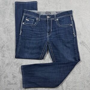 Buckle Black Jeans Mens 36x28 Blue Jake Straight Destroyed Light Wash Denim 36R